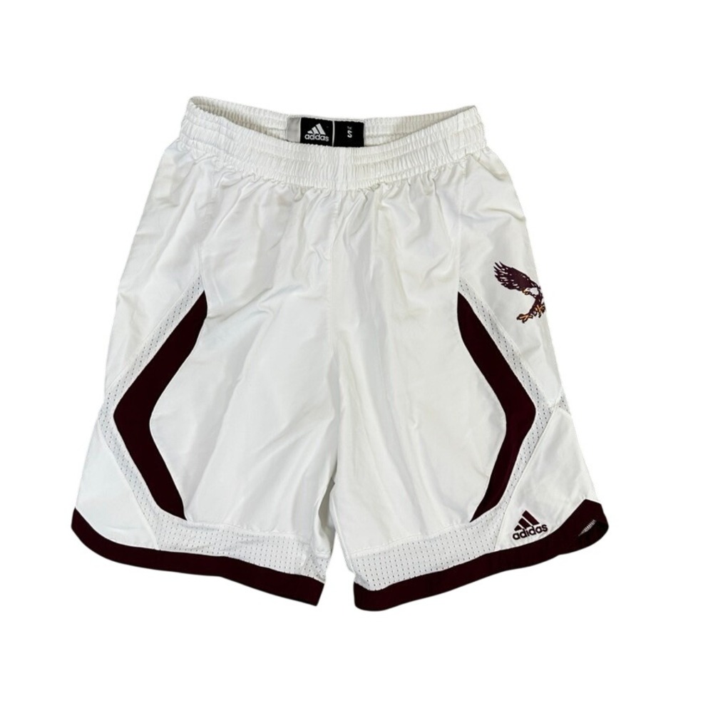 Adidas Basketball Shorts Mens Small White Maroon Eagle Graphic Mesh Athletic